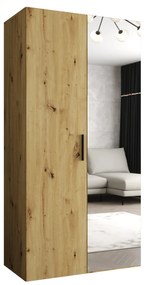Dulap de haine 100 cm Borry 2 (Stejar artisan + Negru). 1125800