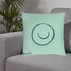 Perna Decorativa Smile Desen Minimalist, 40x40 cm, Verde Menta, Husa Detasabila, Perna Inclusa, BEKZ®