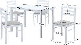 Set de sufragerie 1+4, alb/gri bej, SOMIN