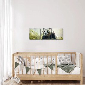 Tablou - Panda (cu ceas) (90x30 cm)