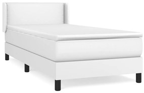 3130698 vidaXL Pat box spring cu saltea, alb, 90x200 cm, piele ecologică