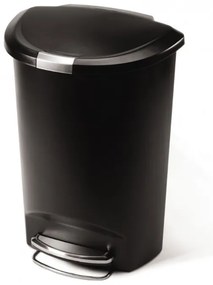 Coș cu pedale semi-rotund 50 l, plastic negru, negru