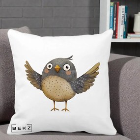 Perna Decorativa Pasare cu Aripi Intinse, 40x40 cm, Alba Mata, Husa Detasabila, Perna Inclusa, BEKZ®