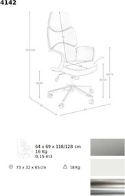 Scaun de birou pivotant design modern Gris-White