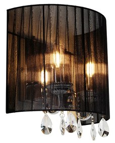 Lampă de perete clasică crom cu umbră neagră - Ann-Kathrin 2