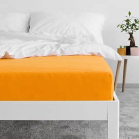Goldea cearceaf de pat din terry pentru saltele înalte  - portocaliu 180 x 200 cm
