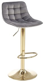 Scaun de bar H120 velvet gri/gold