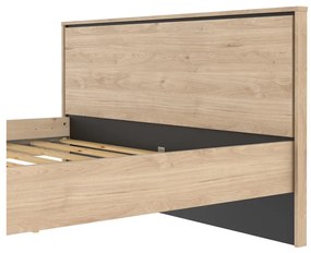 Pat matrimonial în culoare naturală cu aspect de lemn de stejar cu somieră 160x200 cm Ry – Tvilum