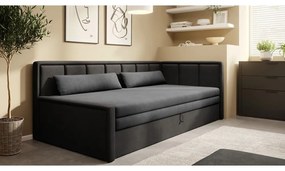 Canapea gri închis extensibilă/cu spațiu de depozitare cu tapițerie din chenille 214 cm Fulgeo – ELTAP