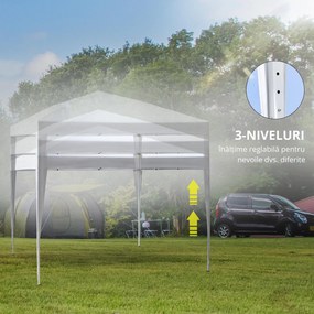 Gazebo Pliabil pentru Grădină Outsunny - Alb, 2.95x2.95m, cu Accesorii Includ | Aosom Romania
