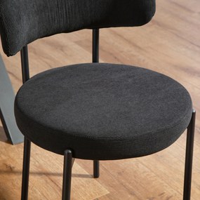 HOMCOM Set de 4 scaune de sufragerie cu spătar din țesătură picioare din oțel 51 x 51 x 76 cm negru | Aosom Romania