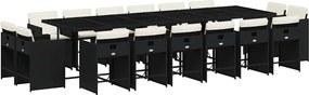 vidaXL Set mobilier de grădină cu perne, 17 piese, negru, poliratan