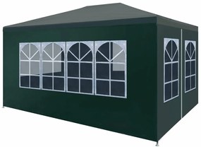 Pavilion de petrecere cu usa cu fermoar vidaXL, Polietilena, 300 x 400 cm, Verde