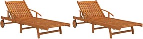 vidaXL Șezlonguri, 2 buc., lemn masiv de acacia