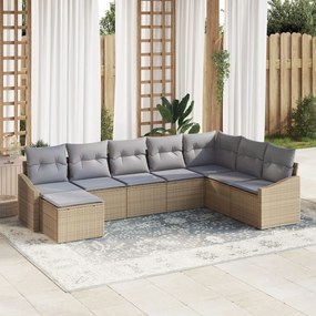 vidaXL Set de canapele pentru grădină 8 pcs Bej Rattan poli