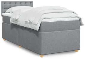 vidaXL Pat continental cu saltea, gri deschis, 80x200 cm, textil