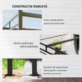 Outsunny Gazebo Pergolă 3x3 m cu Acoperiș Retractabil Glisant, 4 Pereți Laterali, Orificii de Drenare, Pergolă de Grădină din Poliester și Oțel, pentru Terasă, Curte, Exterior, UV30+, Gri Închis | Aosom Romania