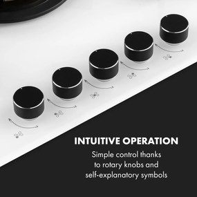 Klarstein Goldflame 5, aragaz pe gaz, 5 arzătoare, arzătoare din alamă, ceramică din sticlă