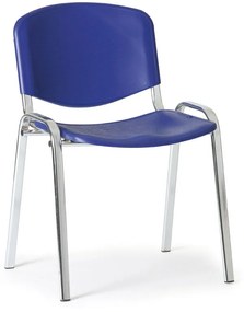 Scaun din plastic ISO - picioare cromate, albastru