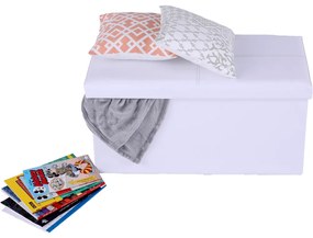 Taburet pliabil din piele ecologica alba, IMRA