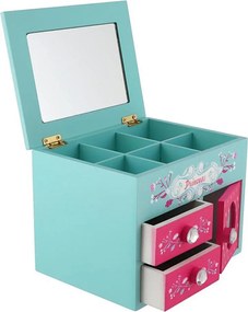 Cutie pentru bijuterii PRINCESS cu oglindă, roz/albastră