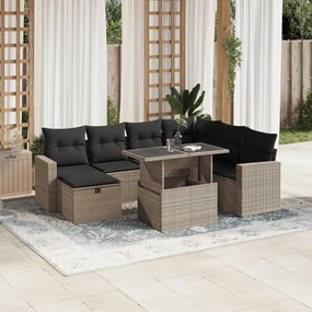 3274842 vidaXL Set mobilier de grădină cu perne, 8 piese gri deschis poliratan