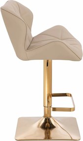 HR111KW Scaun Crem Piele Ecologica Premium Soft cu Bază Aurie
