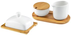 Set zaharnita si latiera portelan, 3 piese, alb mat, Natural