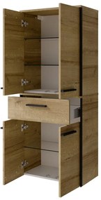 Dulap de baie în culoare naturală jos/suspendat cu aspect de lemn de stejar 72x60 cm Quickset 395 – Pelipal