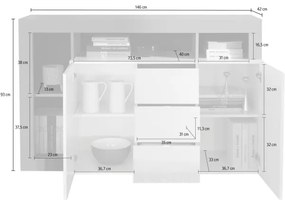 Comodă LENOR, cașmir/stejar