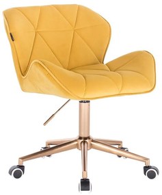HR111K scaun Catifea Galbenă cu Bază Aurie