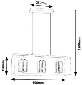Lustră pe cablu CHADWICK 3xE27/25W/230V Rabalux 72033