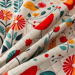 Cuvertura de pat cu model RETRO PASARE colorata Dimensiune: 220 x 240 cm