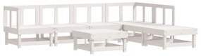 3186404 vidaXL Set mobilier de grădină, 7 piese, alb, lemn masiv de pin