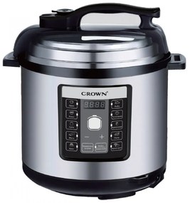 Multicooker sub presiune Crown CPC-506BF, 1000W, 6 L, 11 programe, 95 kPa, Pornire intarziata, Timer, LCD, Argintiu / Negru