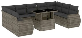 3268740 vidaXL Set mobilier de grădină cu perne, 10 piese, gri, poliratan