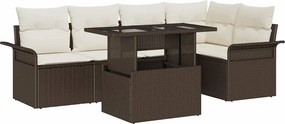 vidaXL Set de canapele pentru grădină cu pernă 6 pcs Maro Rattan poli