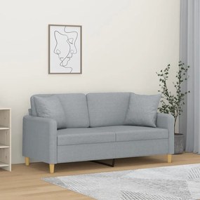 vidaXL Canapea cu 2 locuri cu pernuțe, gri deschis, 140 cm, textil