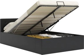 vidaXL Cadru pat hidraulic, depozitare, negru 140 x 200 cm, piele eco