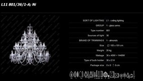 Candelabru XL cu 36 brate Cristal Bohemia