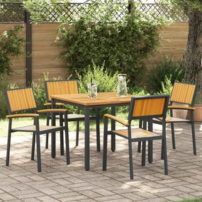 vidaXL Set de dining pentru grădină cu 5 piese din lemn masiv de acacia și metal