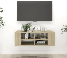 Dulap TV montat pe perete, stejar Sonoma, 102x35x35 cm, PAL 1, Stejar sonoma