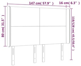 Tablie de pat cu aripioare gri inchis 147x16x118 128 cm catifea 1, Morke gra, 147 x 16 x 118 128 cm