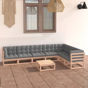 3076799 vidaXL Set mobilier de grădină din 8 piese, lemn masiv de pin