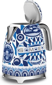 Cana electrica SMEG Dolce & Gabbana KLF03DGBEU, 2400 W, 1,7 l, Baza rotativa la 360°, Finisaj lucios, Albastru mediteranean