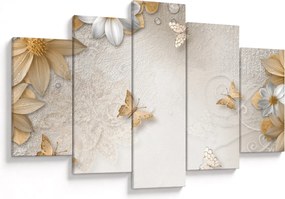 Tablou - Flori cu fluturi (150x105 cm)
