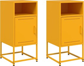 vidaXL Noptiere, 2 buc., galben muștar, 36x39x78 cm, oțel