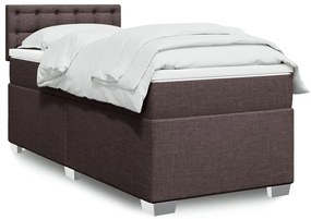 vidaXL Pat box spring cu saltea, maro închis, 90x200 cm, textil