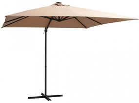 Umbrelă suspendată cu LED, stâlp oțel, gri taupe, 250x250 cm