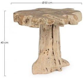 Masuta de cafea finisaj natural din lemn de Teak, ∅ 50 cm, Kavir Bizzotto